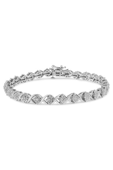 1/4 Cttw Round-Cut Diamond "X" Link Bracelet